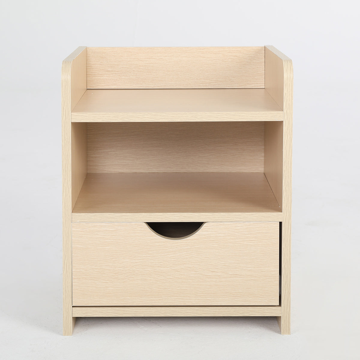 Bedside Table | Side Storage Cabinet | Nightstand | Bedroom 1 Drawer | 2 Shelf | LARK | Oak