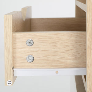 Bedside Table | Side Storage Cabinet | Nightstand | Bedroom 1 Drawer | 2 Shelf | LARK | Oak
