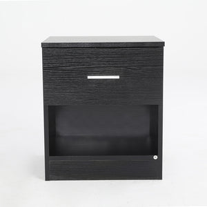 2X Bedside Table Side Storage Cabinet Nightstand Bedroom 1 Drawer 1 Shelf ELLA - BLACK