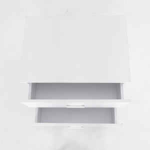 2x Bedside Table | Side Storage Cabinet | Nightstand | Bedroom 2 Drawer | Legs ETTA | White