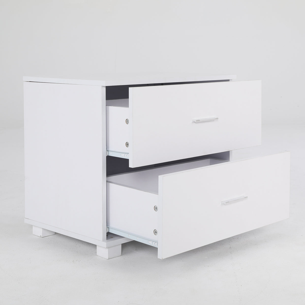 2x Bedside Table | Side Storage Cabinet | Nightstand | Bedroom 2 Drawer | Legs ETTA | White