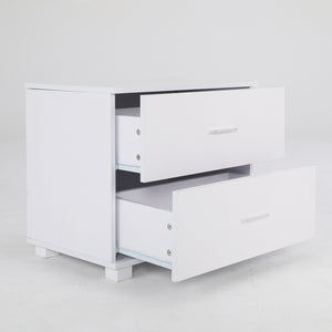 2x Bedside Table | Side Storage Cabinet | Nightstand | Bedroom 2 Drawer | Legs ETTA | White