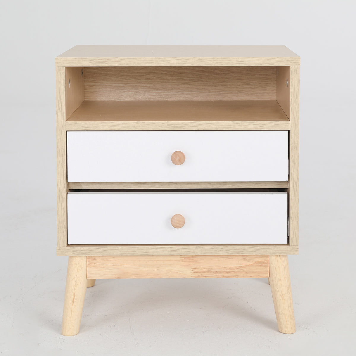 2x Bedside Table | Side Storage Cabinet | Nightstand | Bedroom 2 Drawer | ANYA | Oak
