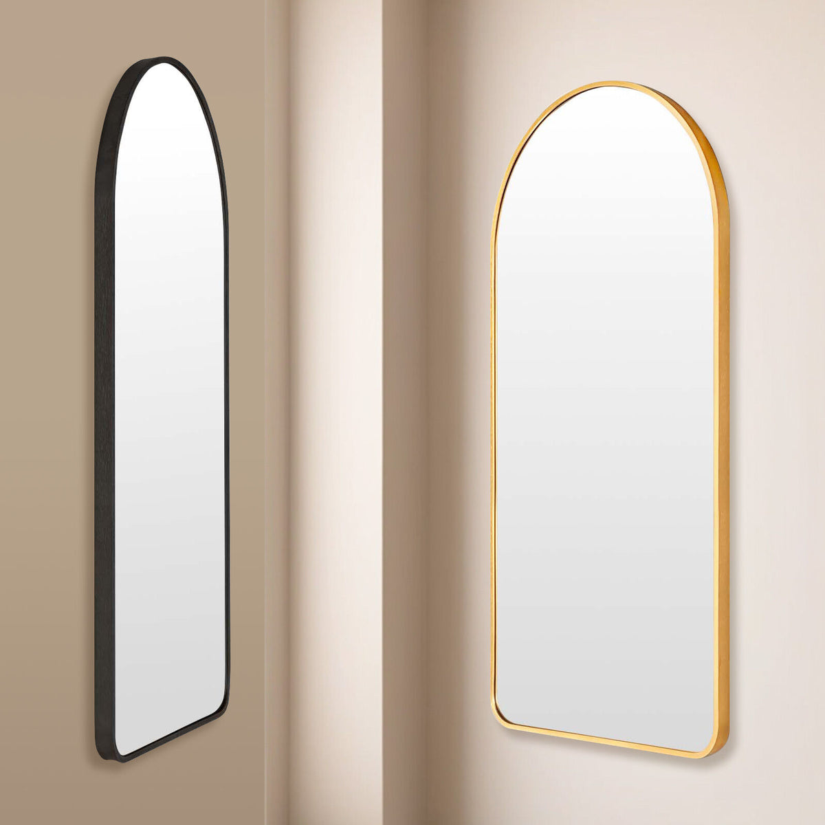 Wall Arch Mirror | Arc Aluminum Frame | Bathroom | 50x100cm | Gold