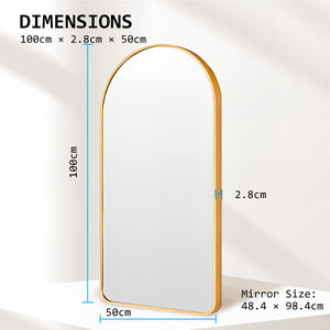 Wall Arch Mirror | Arc Aluminum Frame | Bathroom | 50x100cm | Gold