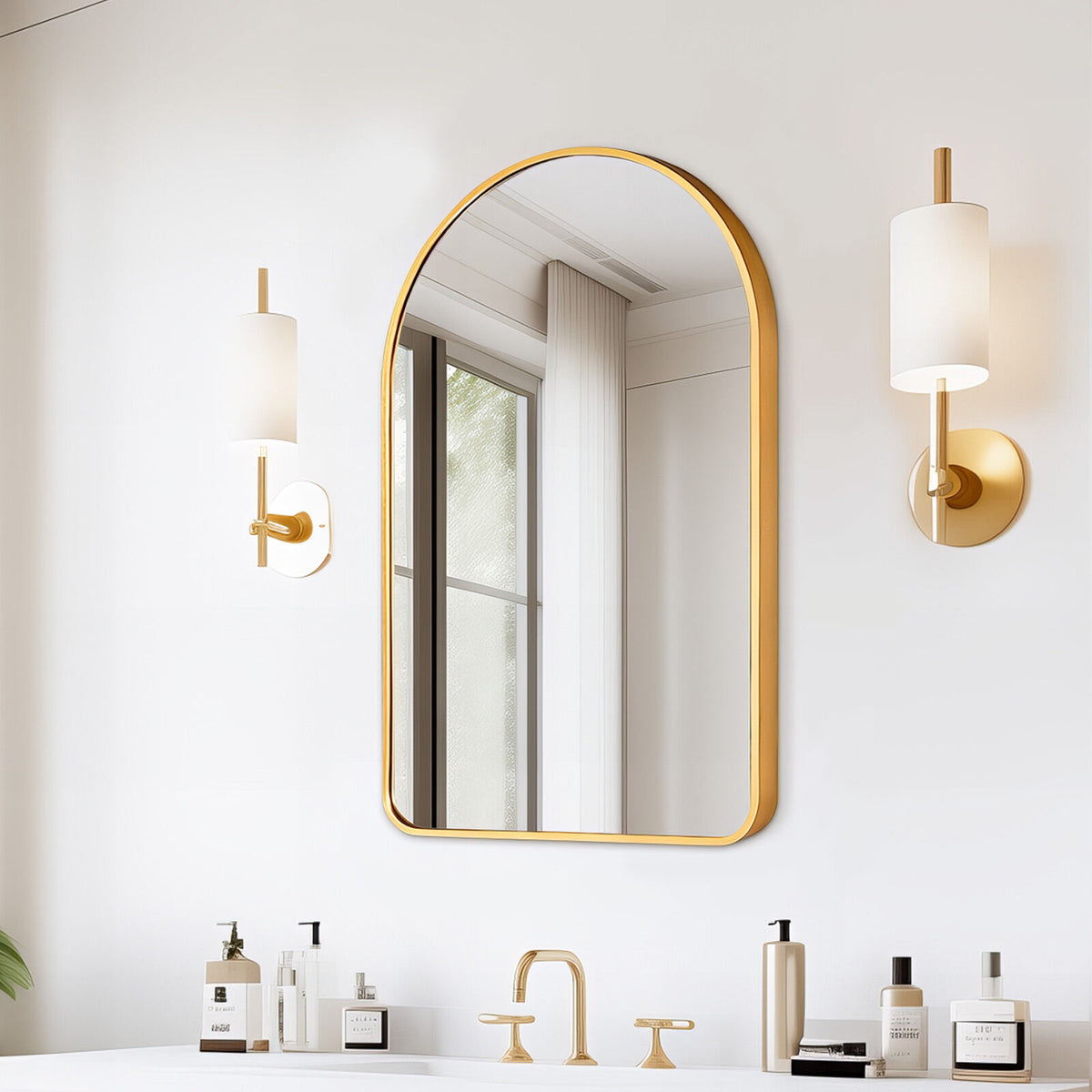 Wall Arch Mirror | Arc Aluminum Frame | Bathroom | 50x80cm | Gold