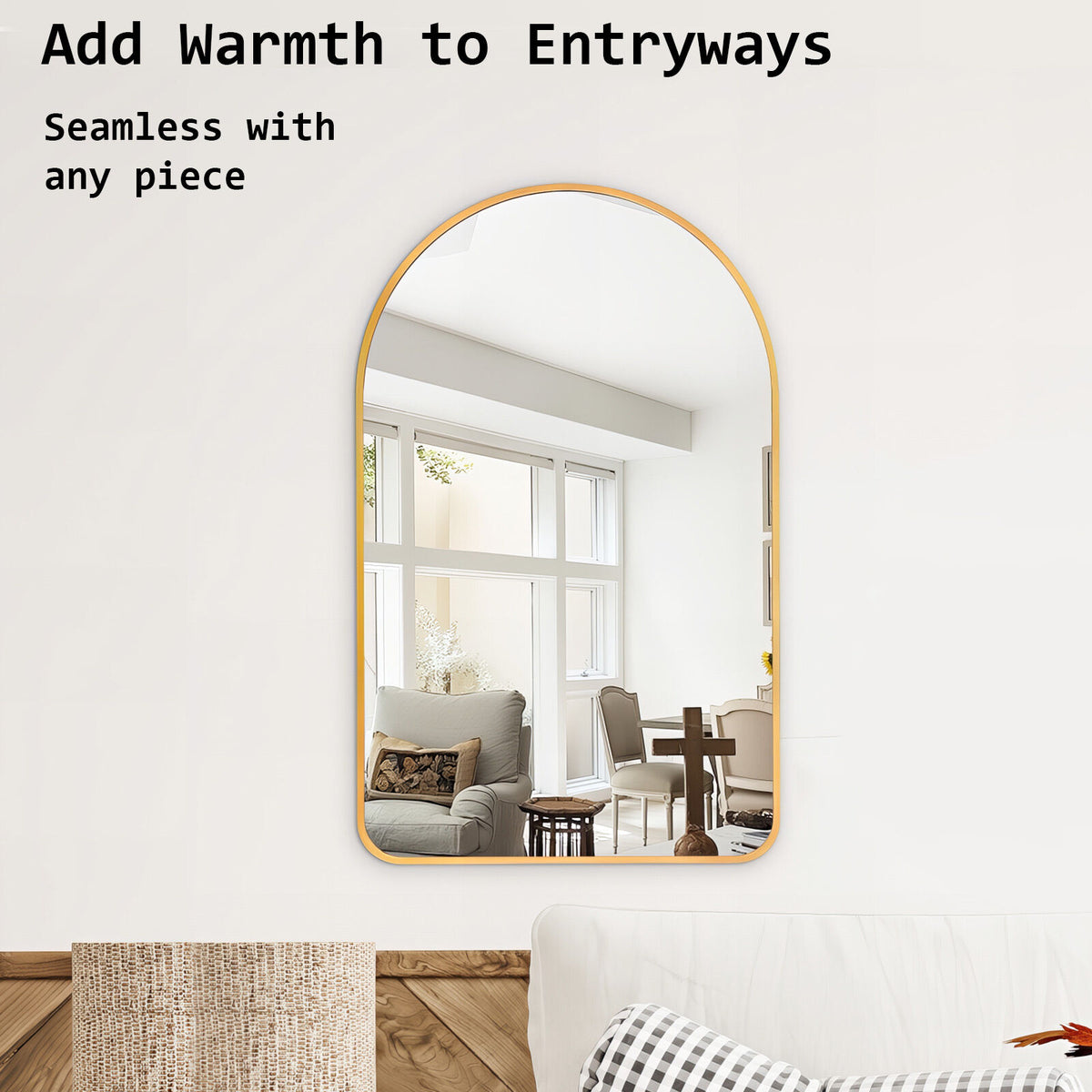 Wall Arch Mirror | Arc Aluminum Frame | Bathroom | 50x80cm | Gold