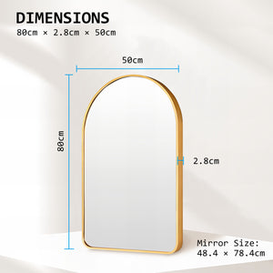 Wall Arch Mirror | Arc Aluminum Frame | Bathroom | 50x80cm | Gold
