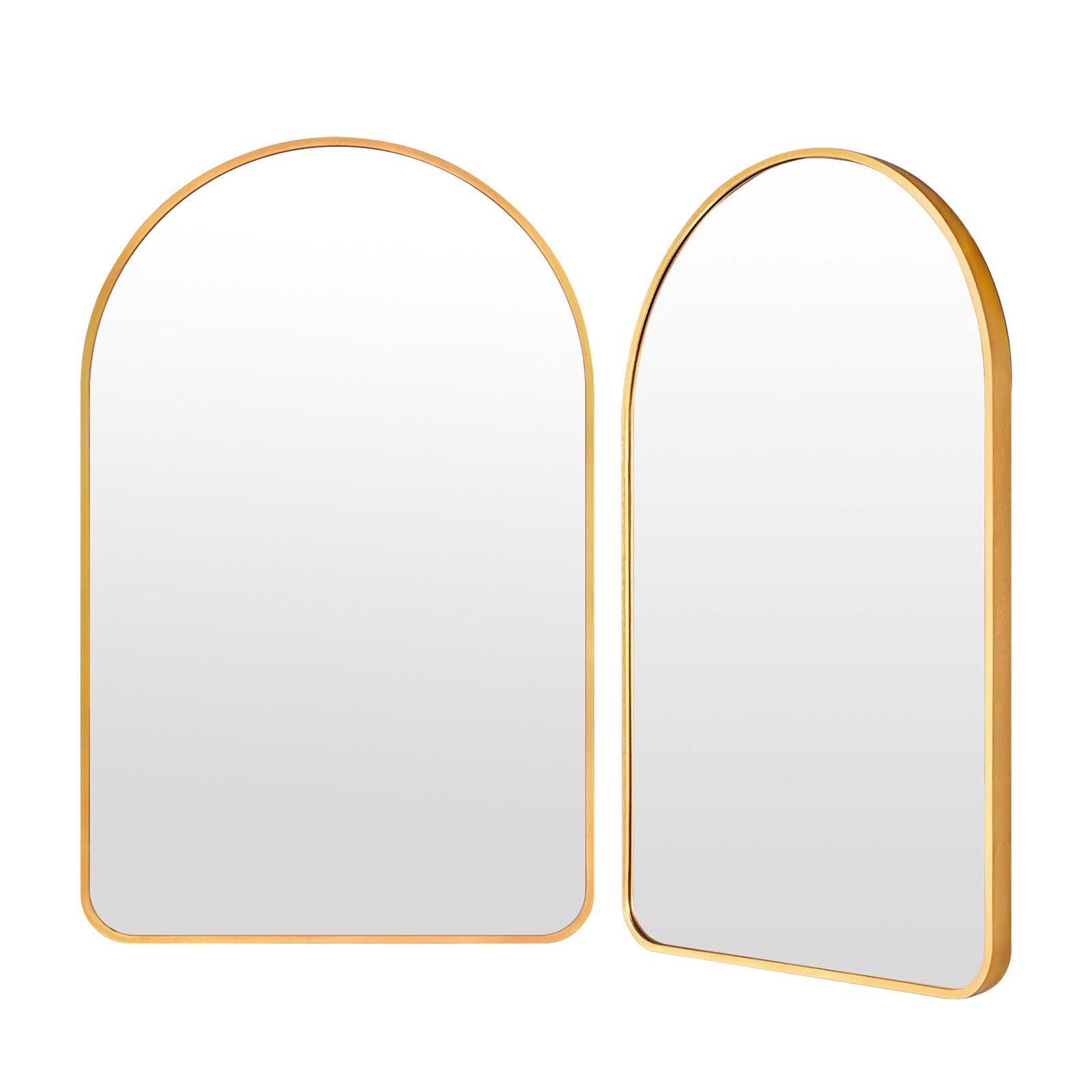 2 Set Wall Arch Mirror | Arc Aluminum Frame | Bathroom | 50x80cm | Gold