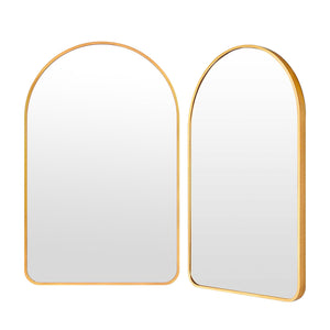 2 Set Wall Arch Mirror | Arc Aluminum Frame | Bathroom | 50x80cm | Gold