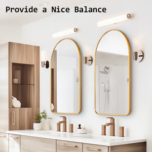 2 Set Wall Arch Mirror | Arc Aluminum Frame | Bathroom | 50x80cm | Gold