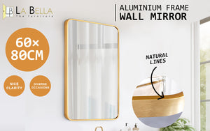 Wall Mirror | Rectangular Aluminum Frame | Bathroom | 60x80cm | Gold