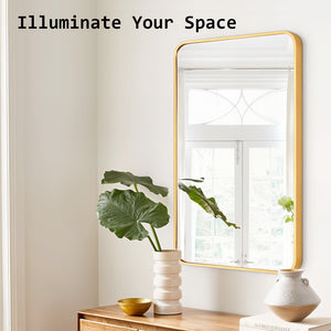 Wall Mirror | Rectangular Aluminum Frame | Bathroom | 60x80cm | Gold