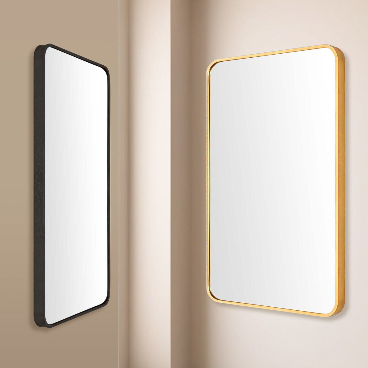 Wall Mirror | Rectangular Aluminum Frame | Bathroom | 60x80cm | Gold