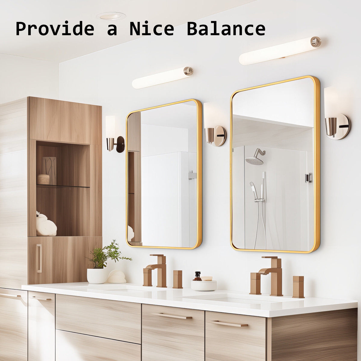 Wall Mirror | Rectangular Aluminum Frame | Bathroom | 60x80cm | Gold