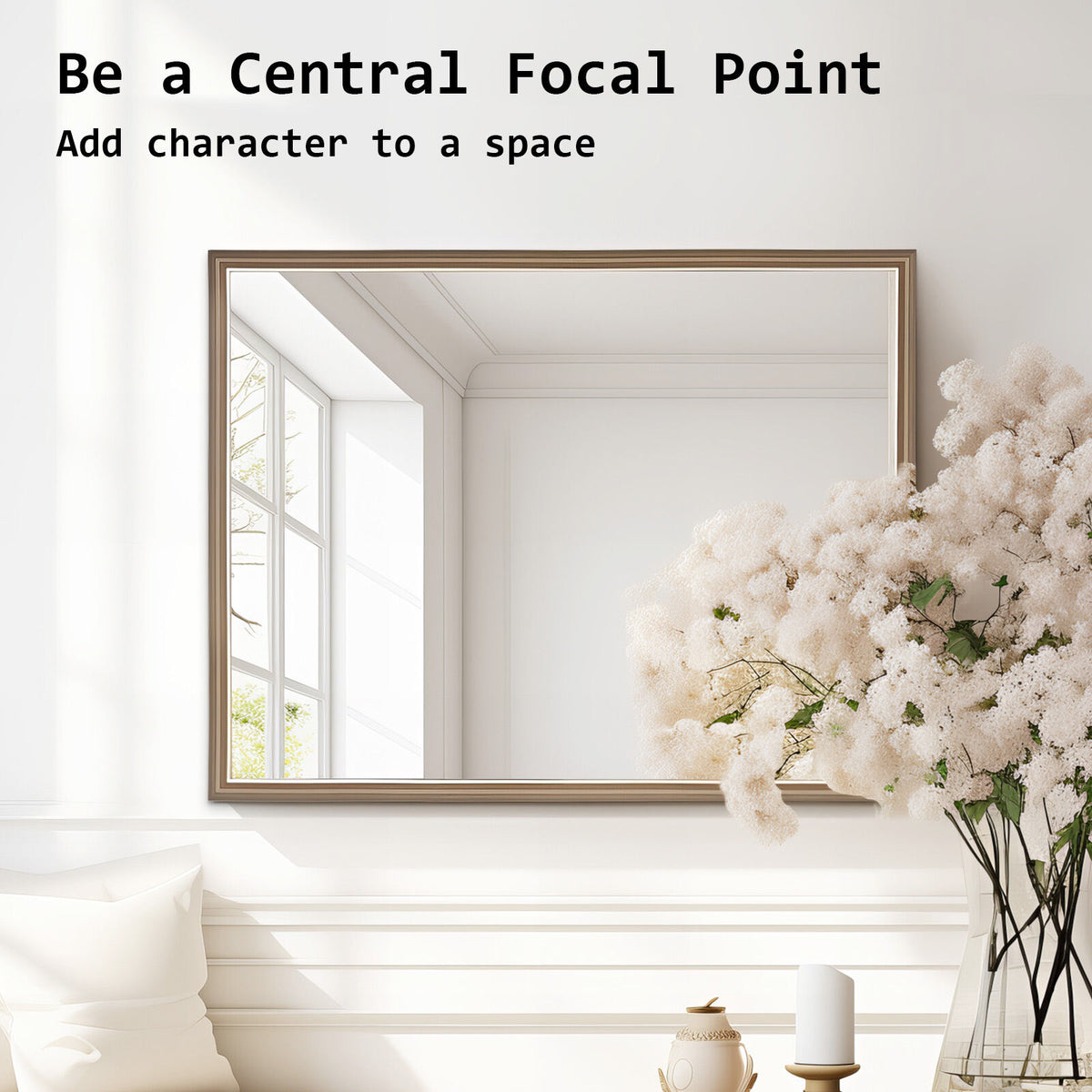 Wall Mirror | Rectangular Frame | Bathroom | 70x90cm | Antique Brown