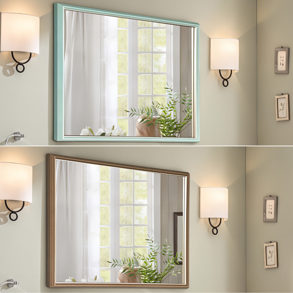 Wall Mirror | Rectangular Frame | Bathroom | 70x90cm | Antique Brown