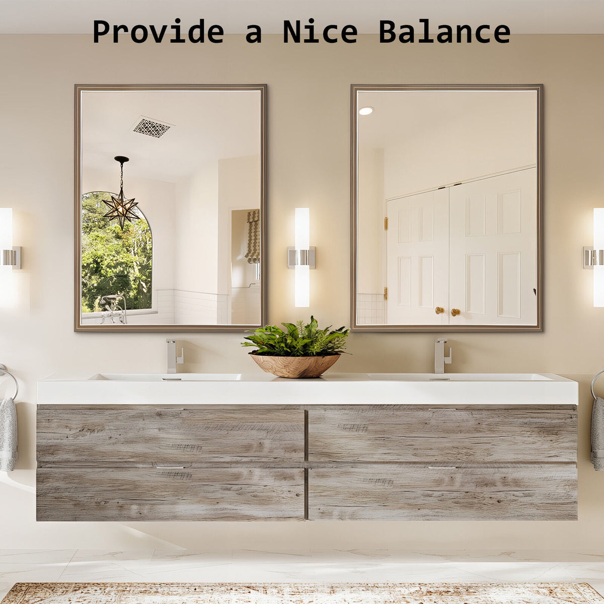 Wall Mirror | Rectangular Frame | Bathroom | 70x90cm | Antique Brown