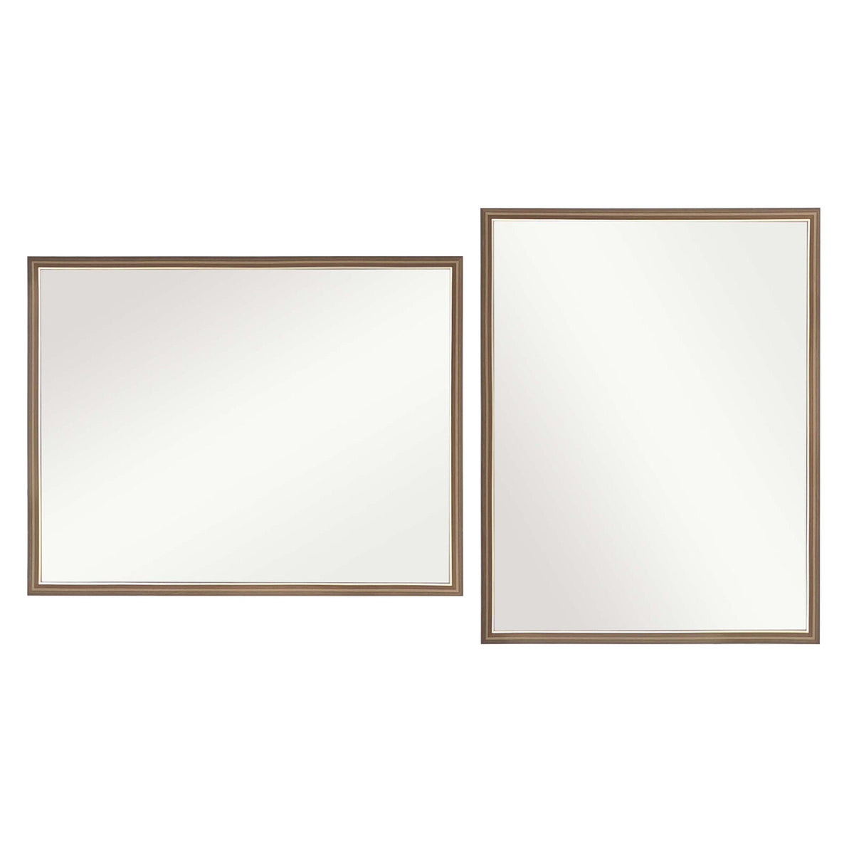 2 Set Wall Mirror | Rectangular Frame | Bathroom | 70x90cm | Antique Brown