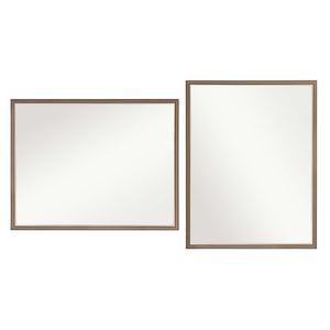 2 Set Wall Mirror | Rectangular Frame | Bathroom | 70x90cm | Antique Brown