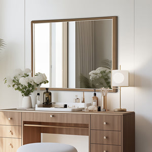 2 Set Wall Mirror | Rectangular Frame | Bathroom | 70x90cm | Antique Brown