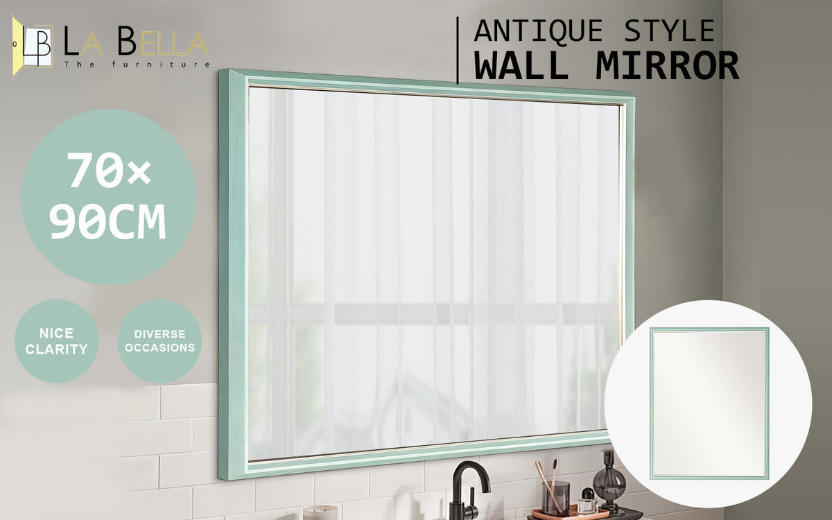 Wall Mirror | Rectangular Frame | Bathroom | 70x90cm | Turquoise