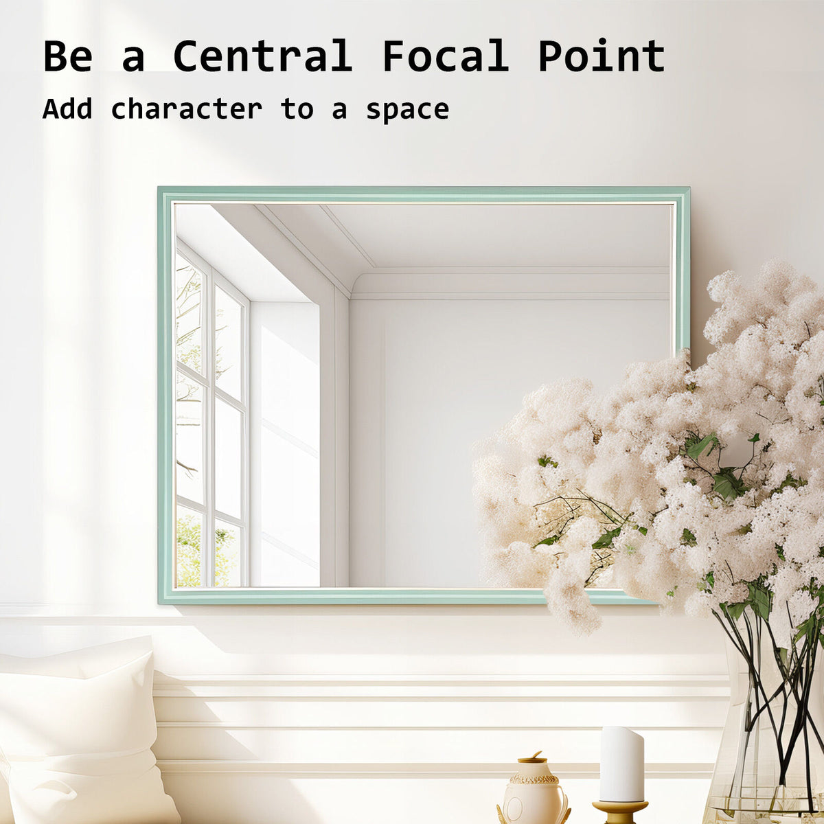 Wall Mirror | Rectangular Frame | Bathroom | 70x90cm | Turquoise