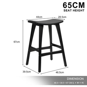 4X Wooden Bar Stool | Padded PU Leather Dining Chair | Kanso | 65cm | Black