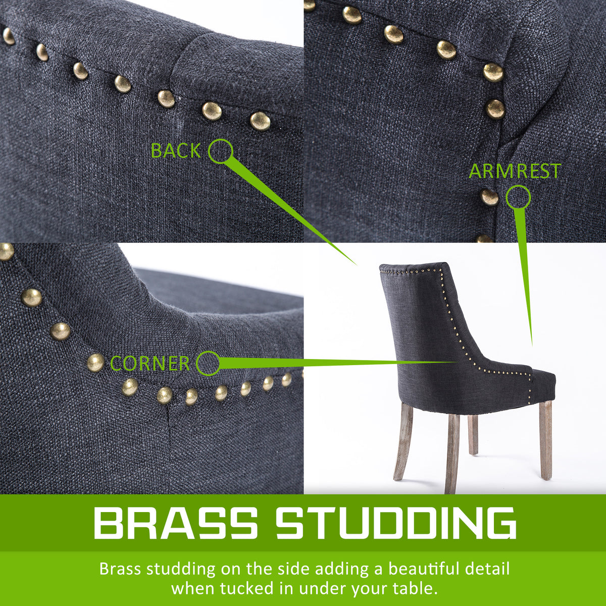 French Provincial Dining Chair | Oak Leg | AMOUR BLACK