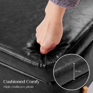 Storage Ottoman Stool Bench Seat | 97cm | PU Leather | Black