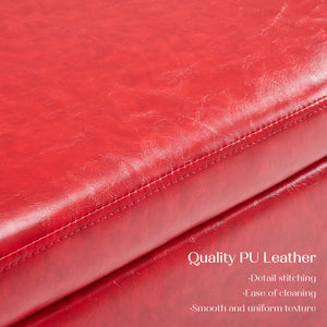Storage Ottoman Stool Bench Seat 97cm PU Leather RED