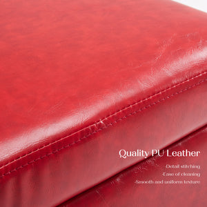 Storage Ottoman Foot Stool Cube Tuffet Seat | 45cm | PU Leather | Red