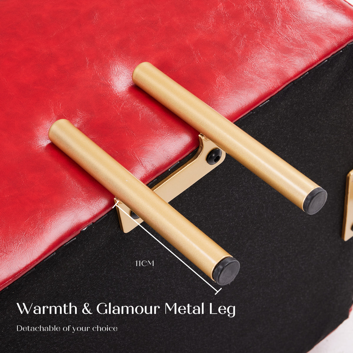 Storage Ottoman Foot Stool Cube Tuffet Seat | 45cm | PU Leather | Red