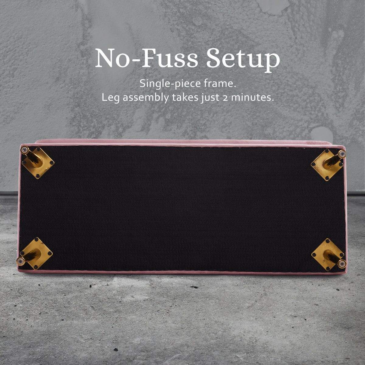 Storage Ottoman Stool Bench Seat | 110cm | Velvet | Pink