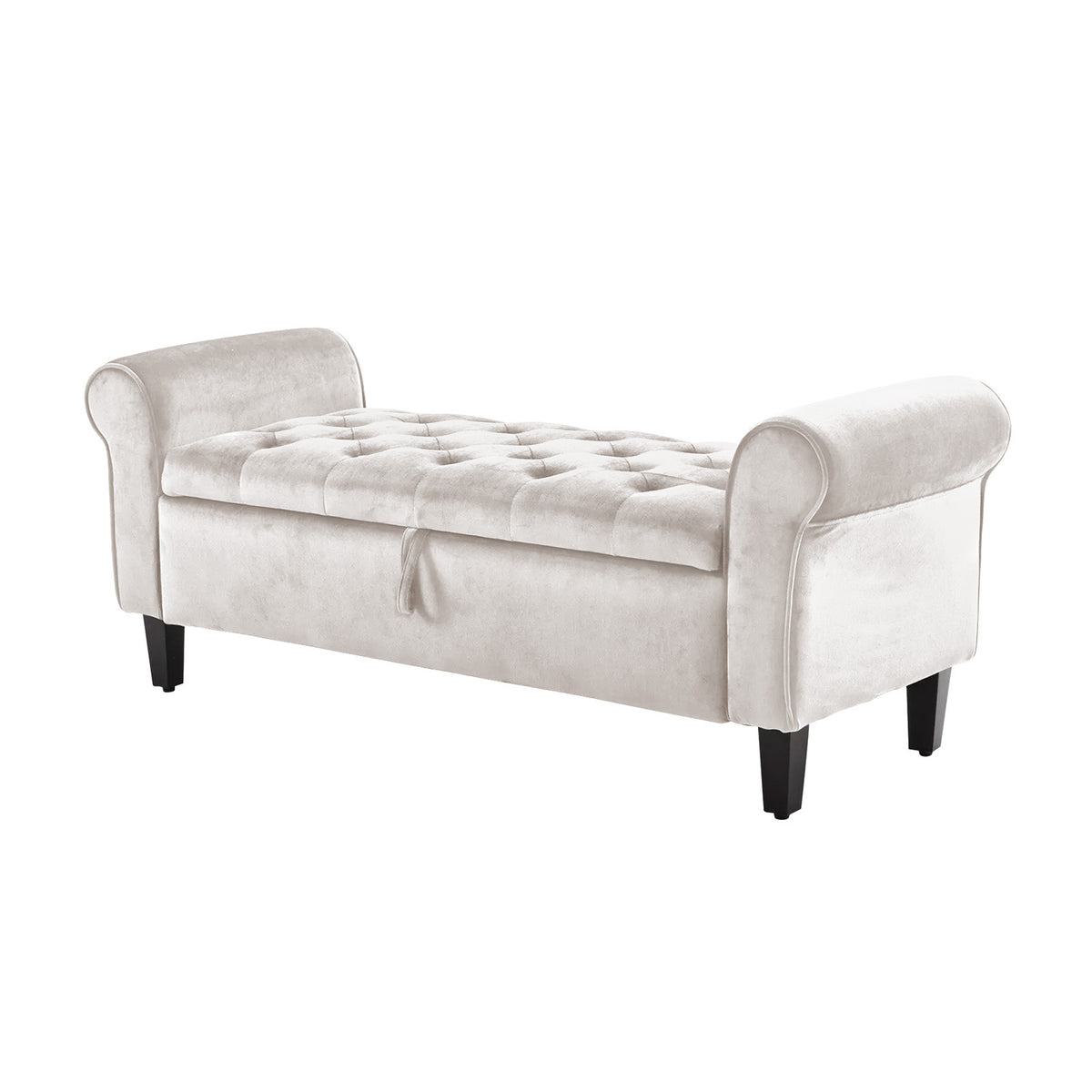 Storage Ottoman Stool | Arm Bench Seat | Velvet | 132cm | Beige
