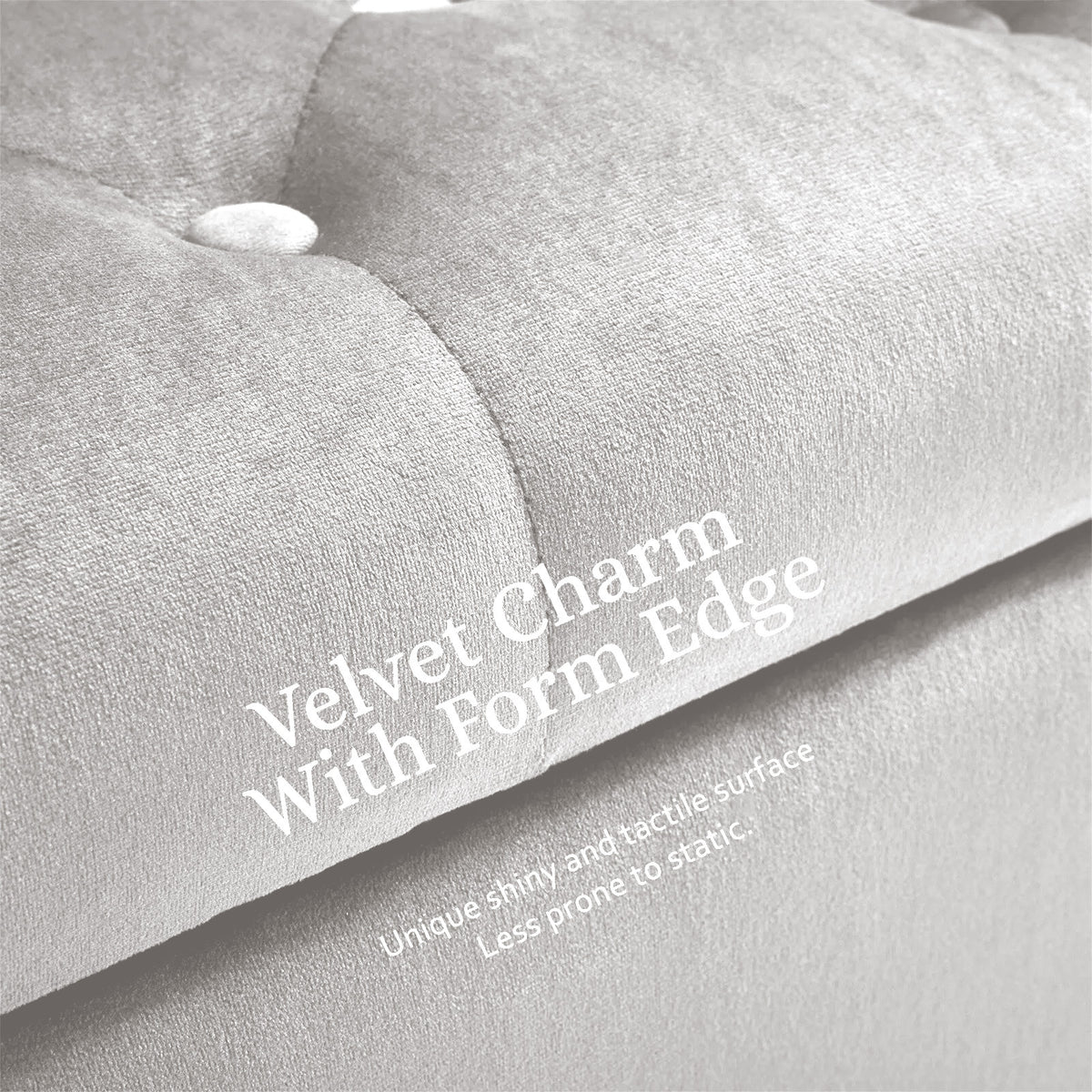 Storage Ottoman Stool | Arm Bench Seat | Velvet | 132cm | Beige