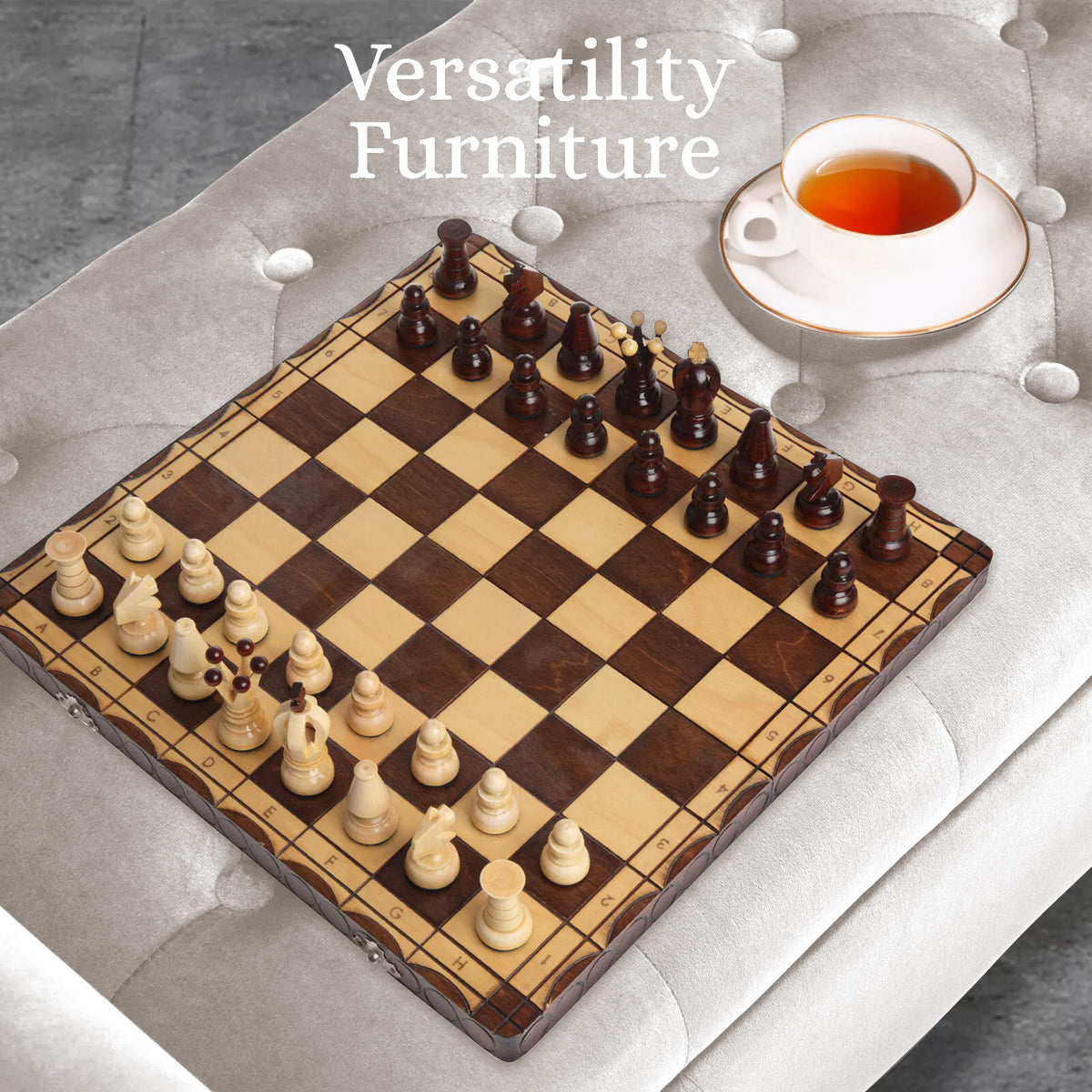 Storage Ottoman Stool | Arm Bench Seat | Velvet | 132cm | Beige