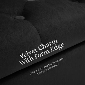 Storage Ottoman Stool Arm Bench Seat | 132cm | Velvet | Black