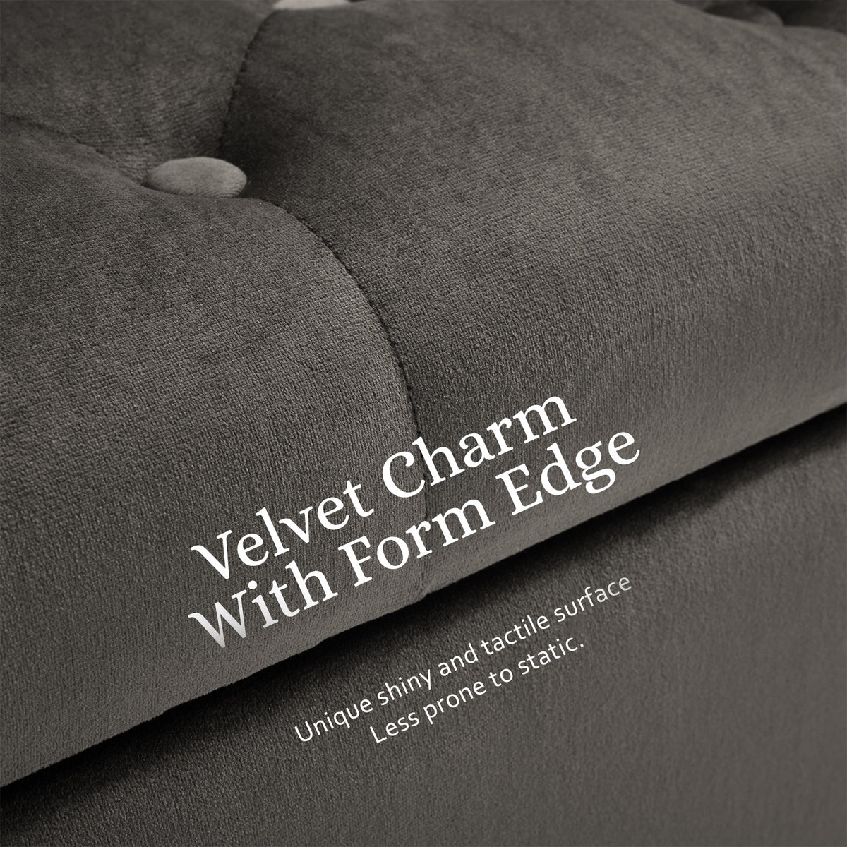 Storage Ottoman Stool Arm Bench Seat | 132cm | Velvet | Grey