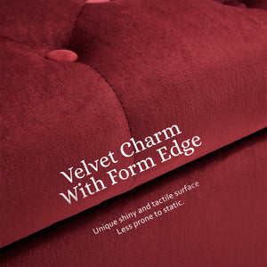 Storage Ottoman Stool Arm Bench Seat | 132cm | Velvet | Red