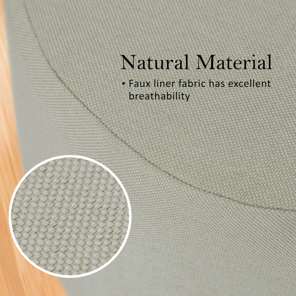 Fabric Ottoman Round Wooden Leg Foot Stool | GREY