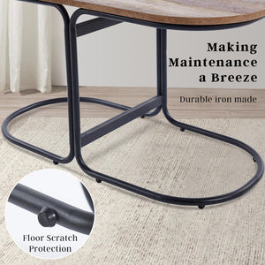 Coffee Table | Oval Wooden Top | Iron Metal Base | Side End Table | Brown Finish