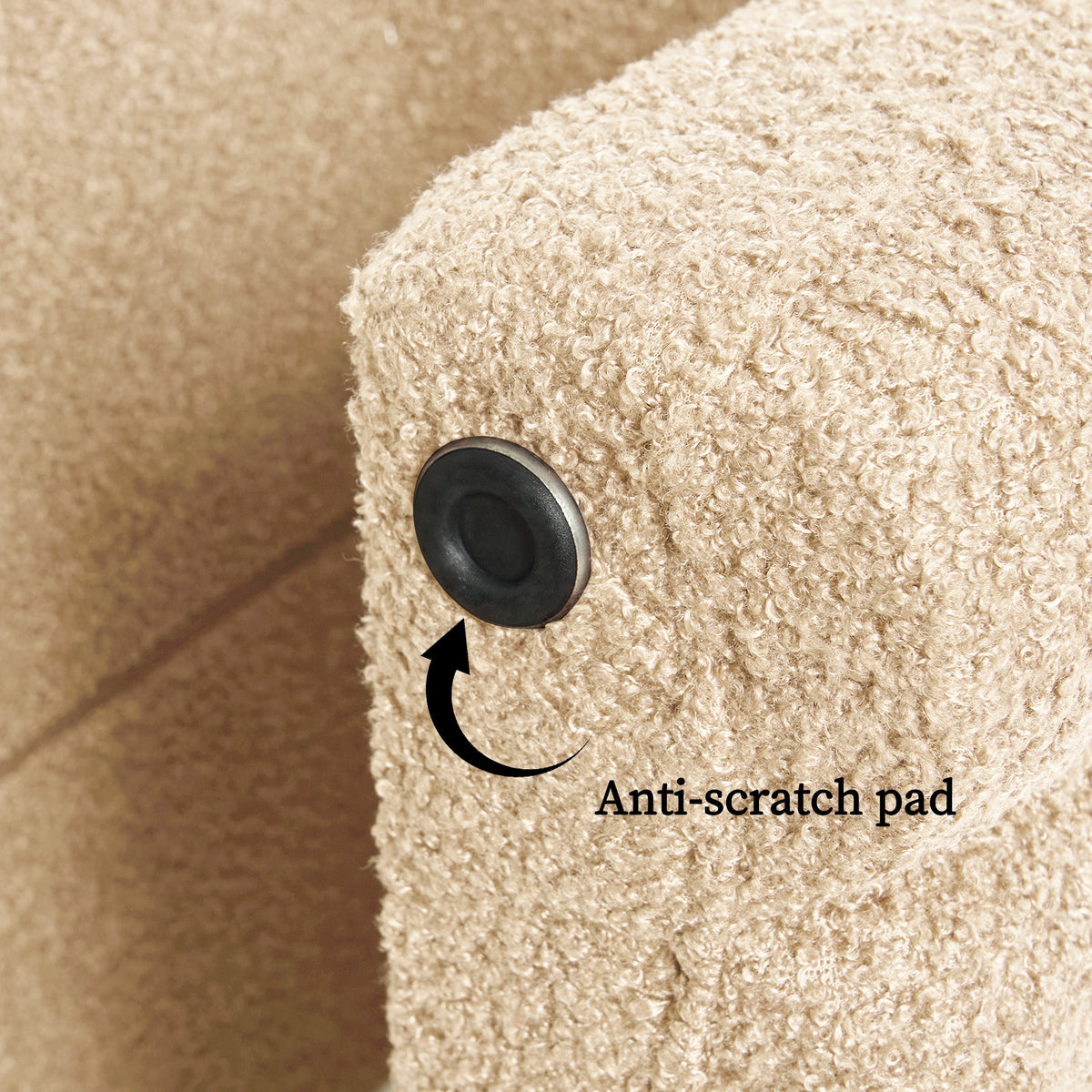 2X Ridge Arch Ottoman Stool | Teddy Fleece Fabric Foot Rest | 45cm | Beige