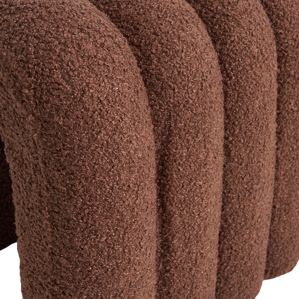 Ridge Arch Ottoman Stool | Teddy Fleece Fabric Foot Rest | 45cm | Brown