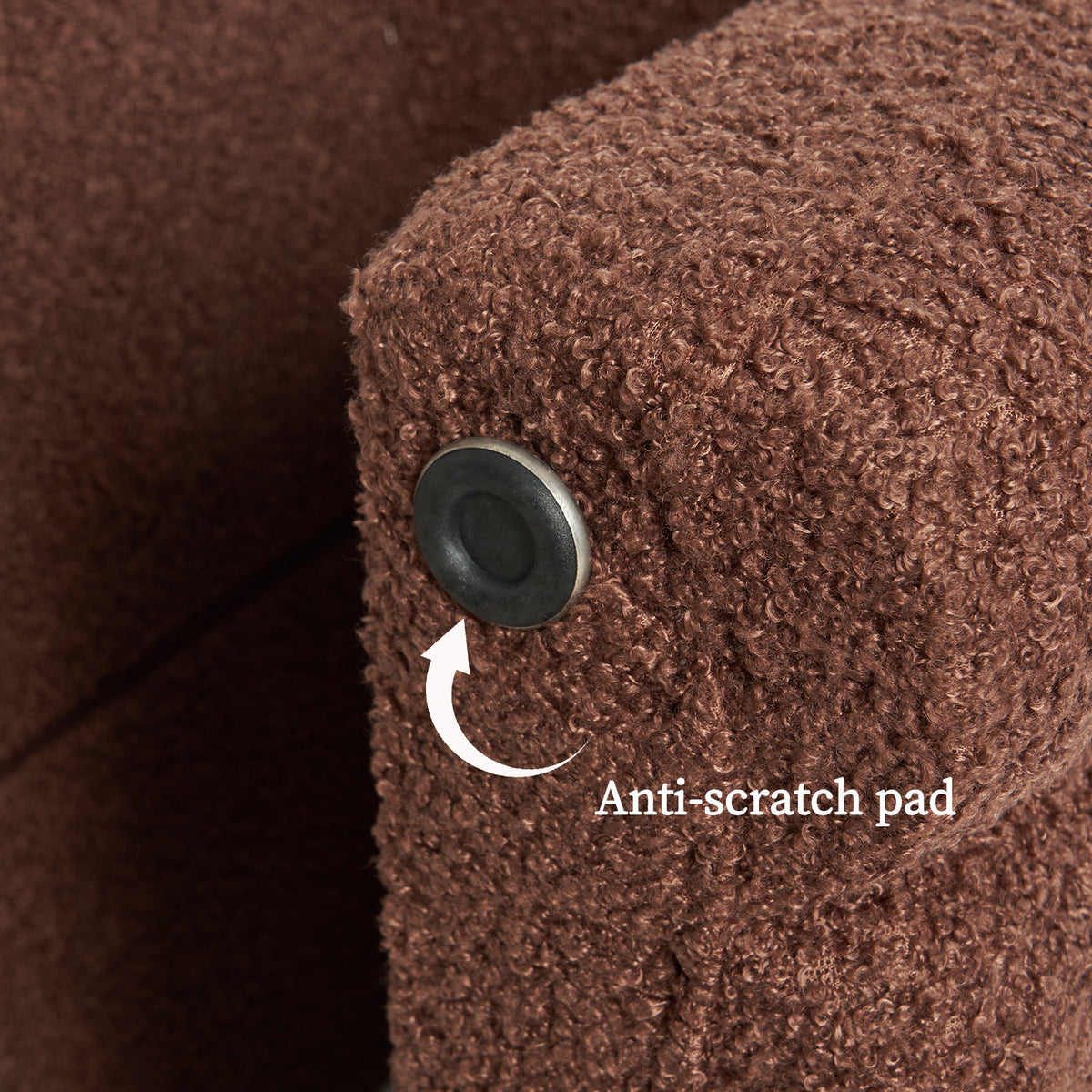 Ridge Arch Ottoman Stool | Teddy Fleece Fabric Foot Rest | 45cm | Brown