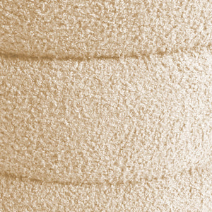 2X Round Stacked Ottoman Stool | Teddy Fleece Fabric Foot Rest | 38cm | Beige