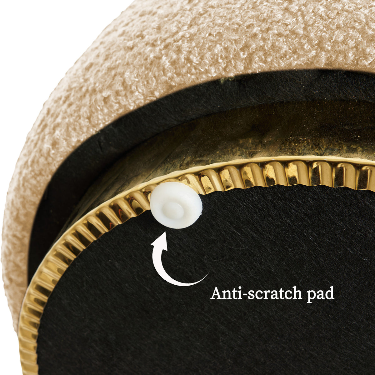 2X Round Stacked Ottoman Stool | Teddy Fleece Fabric Foot Rest | 38cm | Beige