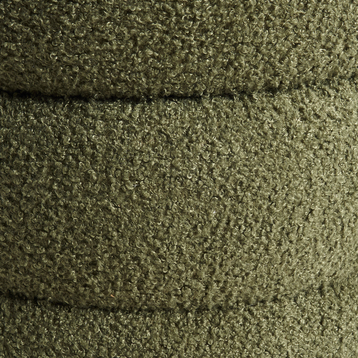 Round Stacked Ottoman Stool | Teddy Fleece Fabric Foot Rest | 38cm | Green