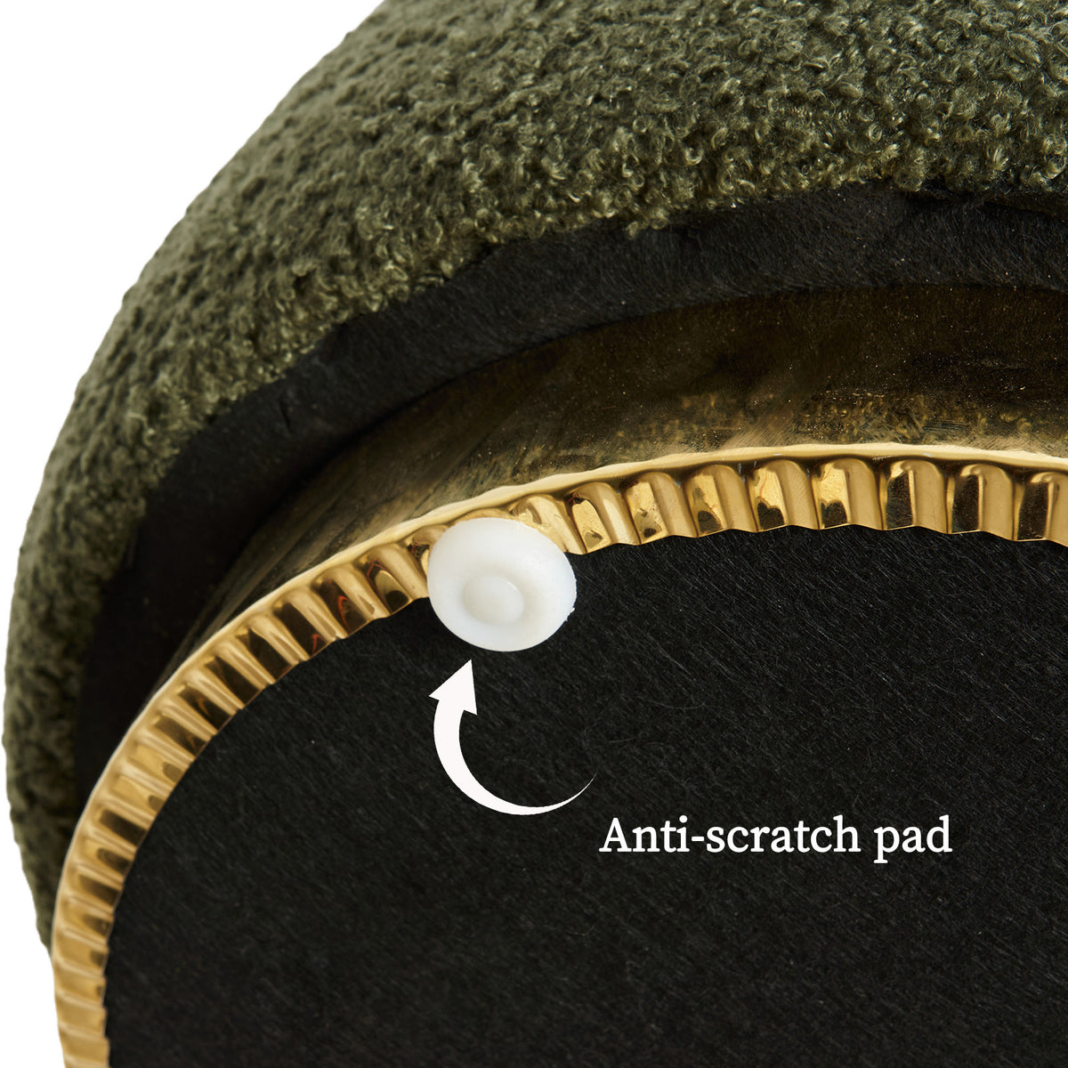 Round Stacked Ottoman Stool | Teddy Fleece Fabric Foot Rest | 38cm | Green