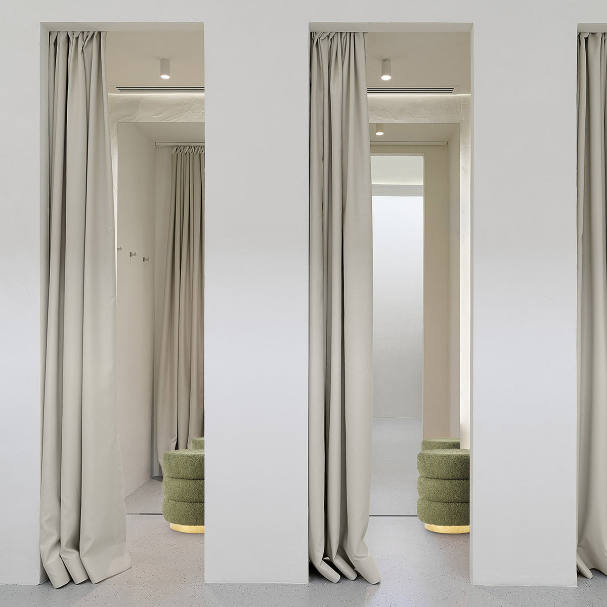 Round Stacked Ottoman Stool | Teddy Fleece Fabric Foot Rest | 38cm | Green